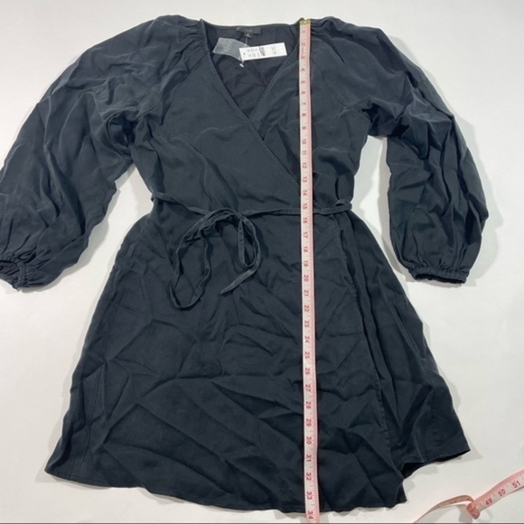 New J Crew Drapey Wrap Mini Dress Black Size Medium - Picture 8 of 8